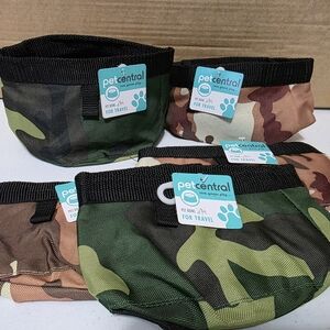 Camouflage Travel Pet Bowls - Green & Brown X5